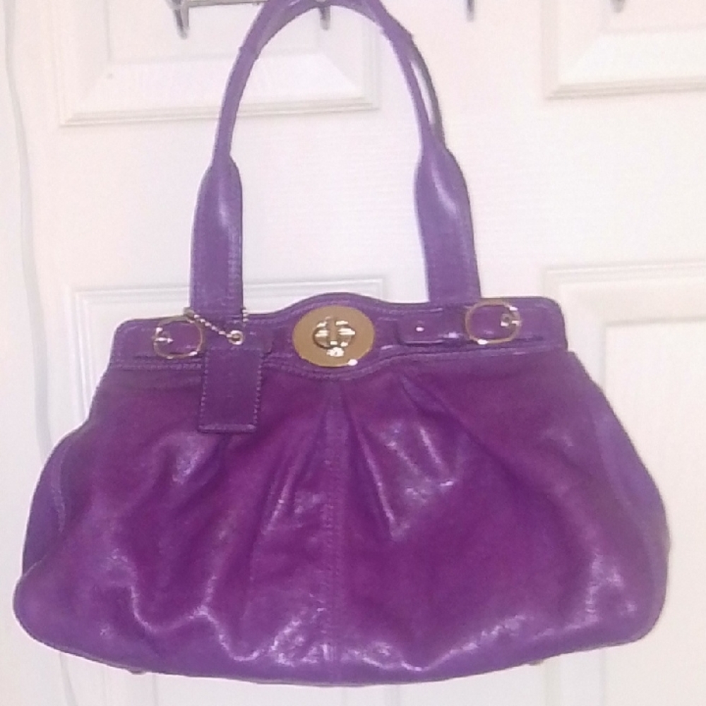 Coach Purple Leather Shoulder Bag